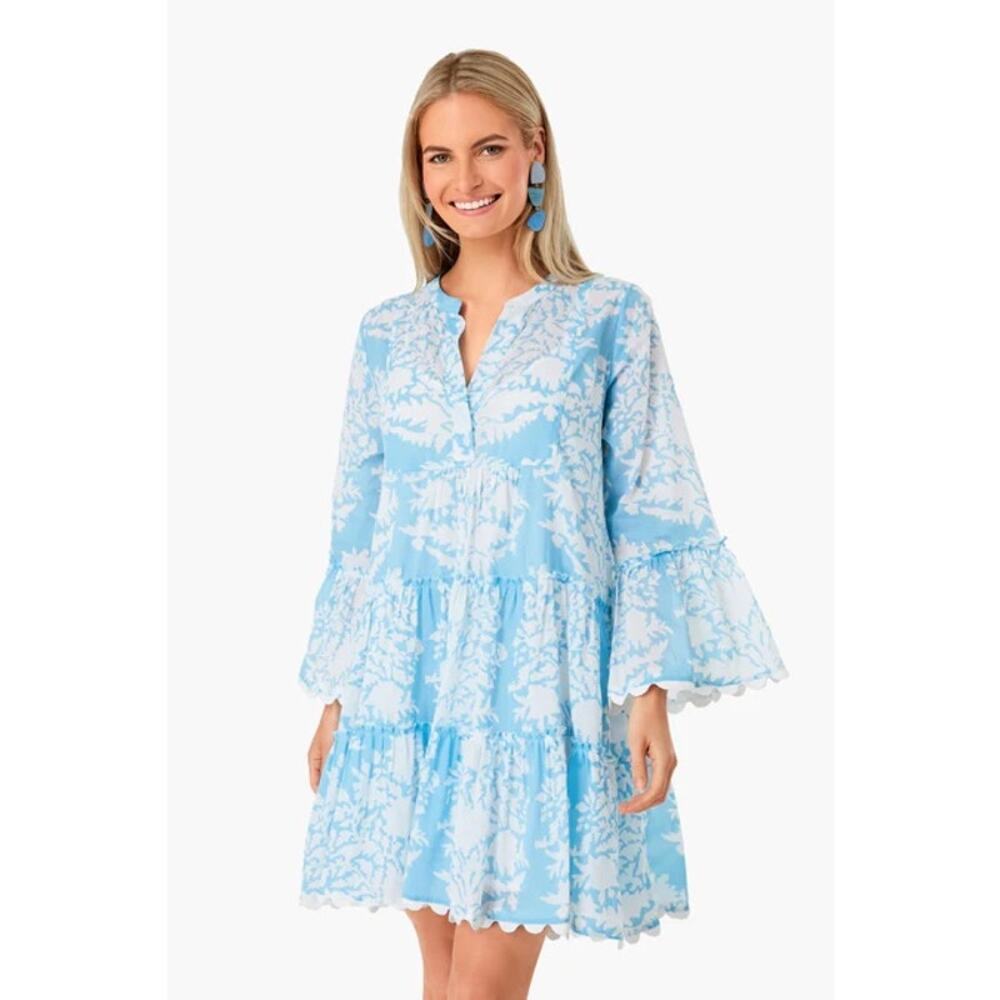 Juliet Dunn Light Blue and White Floral Mini Dress